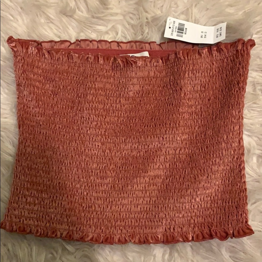 Pink velvet tube top